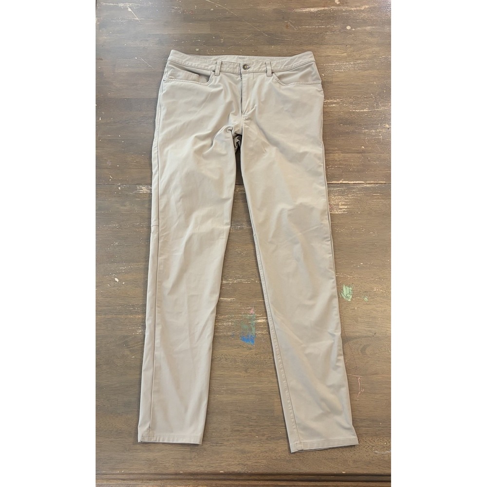 Lululemon ABC Pants Mens 33x33 Stretch Slim Fit Chino Casual Tech Travel Tan